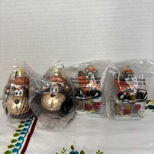 Vintage A&W Holiday Christmas Ornaments NEW Set of 4 Bear Bulbs Restaurant Merch